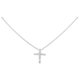 Autre Marque Collana Croce Diamanti Au750 Argento