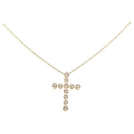 Autre Marque Collier Croix Diamant Au750 Doré
