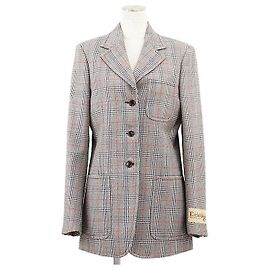 Gucci Glen Check Wool Tailored Jacket Brown