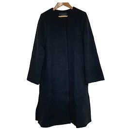 Autre Marque green label relaxing No Collar Wool Coat Black