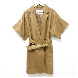 Max Mara Lamb Leather Short Sleeve Jacket Brown Camel