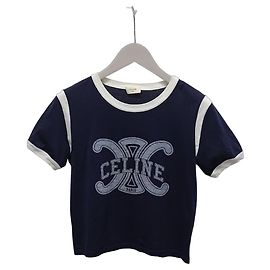 Céline Camiseta Triomphe de punto de algodón azul marino y blanco Azul