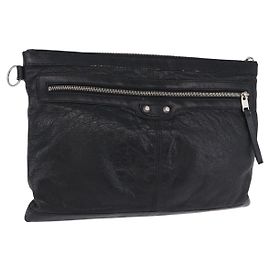 Balenciaga Classic City Clip Leather Large Black