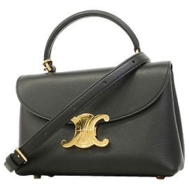 Céline Celine Triomphe Teen Nino Leather Handbag Black