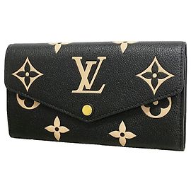 Louis Vuitton Monogram Empreinte Bicolor Long Wallet Black Beige