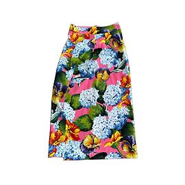 Dolce & Gabbana Blumenrock mit Print Pink Weiß Blau Grün Lila Gelb