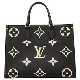 Saco Tote Louis Vuitton Monogram Empreinte Bicolor OnTheGo MM Preto Bege