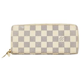 Louis Vuitton Damier Azur Portefeuille Clemence Long Wallet Weiß