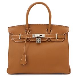 Hermès Borsa Hermes Birkin 30 Taurillon Clemence Marrone