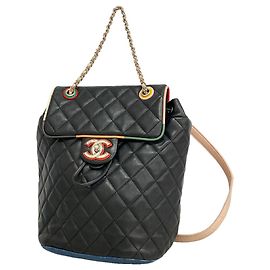 Chanel Matelassé Lambskin Backpack Black Multiple colors