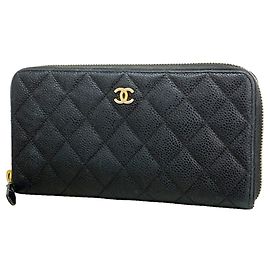 Chanel Black Long Wallet Black