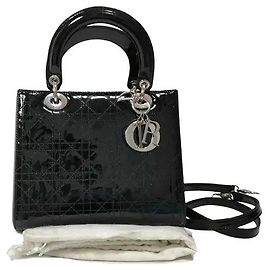 Christian Dior Vintage Lady Dior Patent Medium Noir