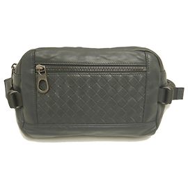 Bottega Veneta Intrecciato Gürteltasche Anthrazitgrau