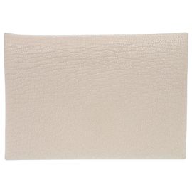 Hermès Hermes Calvi Duo Chevre Kartenetui Weiß