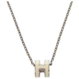 Hermès Collar Hermes Pop H Mini White Silver Hardware Plata Blanco