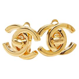 Brincos vintage Chanel Coco Mark Dourado