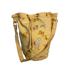 Borsa Bucket Hermès Paris con motivo a farfalla Bianco Verde Giallo