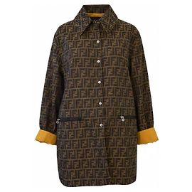 VESTE FENDI JEANS Réversible Zucca FF Monogram Yellow IT 42 US 6 Marron Autre