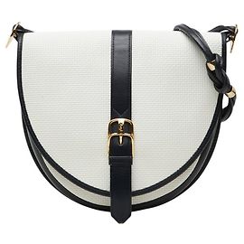 Bolsa de Ombro Saint Laurent Vintage YSL Logo Cassandra Branco Azul marinho