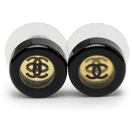 Orecchini rotondi Chanel Coco Mark Nero Argento