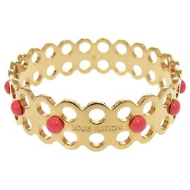 Louis Vuitton Hide and Seek Metal Gold Bangle Bracelet Pink Golden