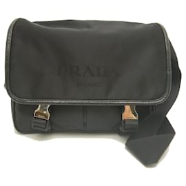 Prada Saffiano Triangle Shoulder Bag in Nero Black