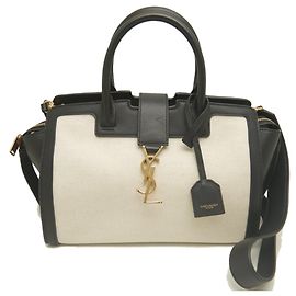 Yves Saint Laurent Downtown Baby Handtasche Schwarz Weiß