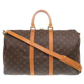 Louis Vuitton Keepall Bandoulière 45 Monogram Boston Bag Marron Monogramme