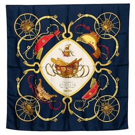 Hermès Lenço de seda Hermes Carre 90 Springs em Navy Azul marinho