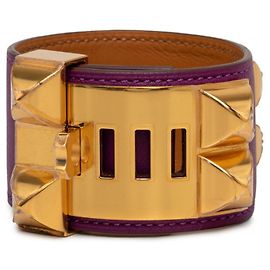 Hermès Bracciale con Charm Hermes Collier de Chien D'oro Porpora