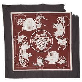 Hermès Lenço Hermes Smooth Carre 90 Ex-Libris Marrom Multicor