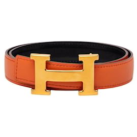 Hermès Cinturón Hermes Constance H-Belt Negro Naranja