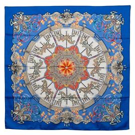 Hermès Hermes Carre 90 Luna Park Amusement Scarf Blu Multicolore