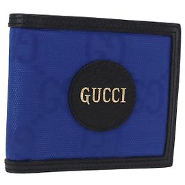 GUCCI GG Canvas Off The Grid Bifold Wallet Blue 625574 Auth BA14039M Blue