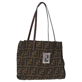 Sac cabas FENDI Zucca Canvas Noir Marron Auth gh2249 Marron Noir