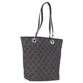 Borsa Tote GUCCI GG Canvas Nero Argento 31244 Auth 192522 Nero Argento