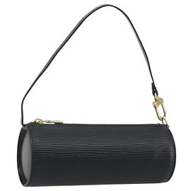 LOUIS VUITTON Epi Soufflot Pouch Black LV Auth BA14322 Black