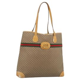 GUCCI Micro GG Supreme Web Sherry Line Bag Beige Gold 002 123 0174 Auth 193571 Beige Golden