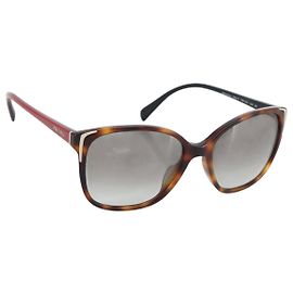 Gafas de sol PRADA estampado carey Plástico Red Gold Auth BA14249 Roja Dorado