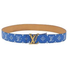 Cinto LOUIS VUITTON Monogram LV Printed Initials 40MM Azul M8460 Auth 192556SAM Azul Monograma