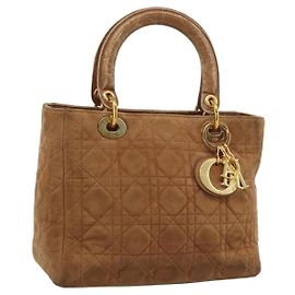 Sac à main Christian Dior Canage en daim marron ton or Auth gh2284 Marron Autre