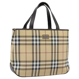 Sac à main BURBERRY Nova Check PVC Leather Beige Auth BA14734A Beige