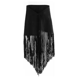 Chal de flecos Hermès de cachemira y cuero negro Negro Otro