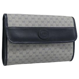GUCCI Micro GG Clutch Bag PVC Leather Navy 004 89 0265 Auth gh2263 Navy blue