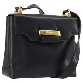 Borsa a tracolla Salvatore Ferragamo in pelle nera e oro Auth 195262 Nero D'oro