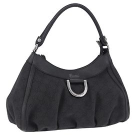 Borsa a tracolla GUCCI GG Canvas Abbey Nero Argento 265692 Auth 194859V Nero Argento