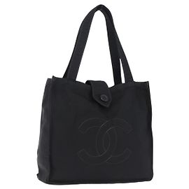 Sac Cabas CHANEL Nylon Noir Or CC Auth 192486A Noir Doré