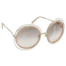 Chloé Chloe Sunglasses Metal Beige Gold Tone Auth BA14749M Beige Other