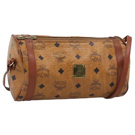 Borsa a tracolla MCM Vicetos PVC Pelle Marrone Tono Oro Auth gh232323 Marrone Altro