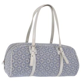 Céline CELINE C Macadam Canvas Handtasche Blau Silber Auth 194875A Silber Blau